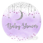Lofaris Light Purple Round Silver Moon Star Baby Shower Backdrop
